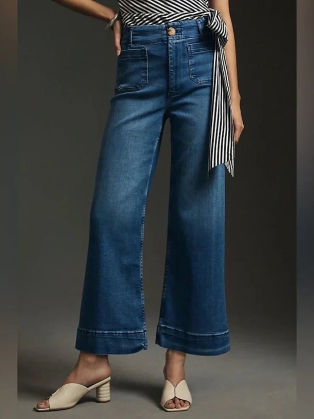 Maeve Wide-Leg Dark Blue Denim Jeans
